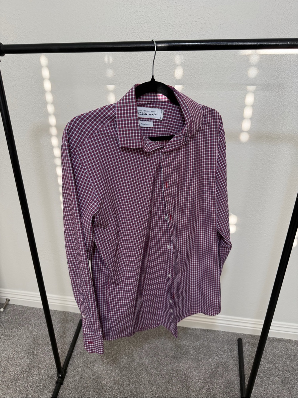 Mizzen+Main Maroon Check Slim Dress Shirt